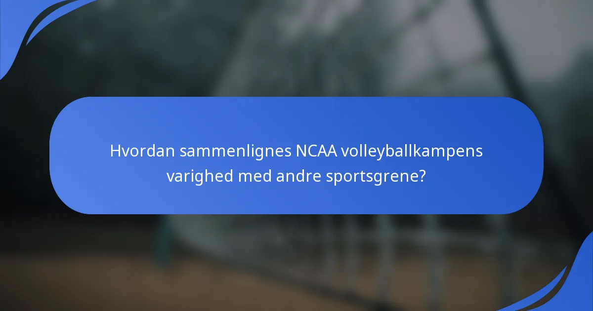 Hvordan sammenlignes NCAA volleyballkampens varighed med andre sportsgrene?